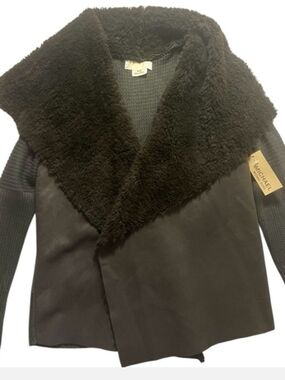 Michael Kors Women's Olive Green Faux-Shearling Wrap Coat 😍
